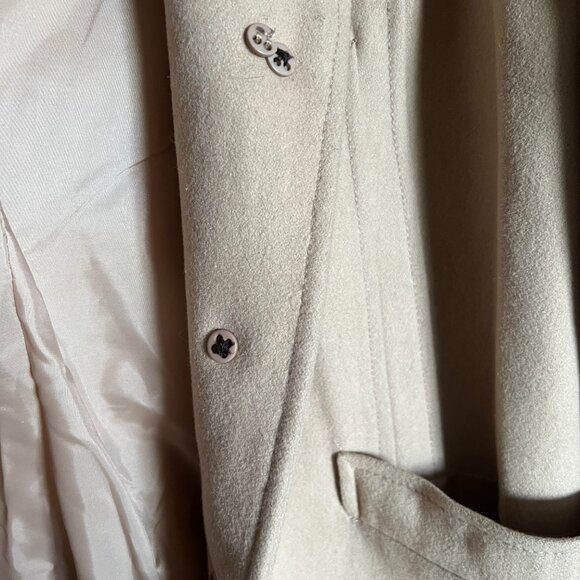 Moda International Victoria's Secret Tan Faux Fur Trim Longline Wool Peacoat XL - Picture 12 of 13